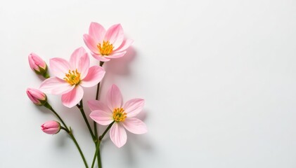 Delicate isolated flowers on white background, petals, flowers, plant