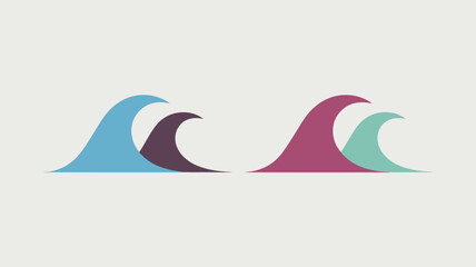 Naklejka premium A simplistic illustration showcasing two pairs of stylized waves in contrasting color schemes on white