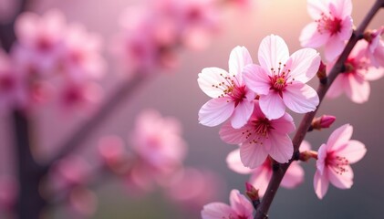 Delicate pink sakura blossoms, intricate branch pattern, cherry blossom branch, japanese style
