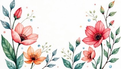 Delicate watercolor botanical print, soft pastel hues , close-up, calm