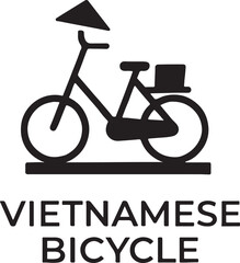 Silhouette vector of a Vietnamese bicycle, perfect for transport, travel, and culture designs.