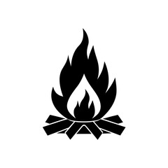 Illustration of a fire on transparent background silhouette