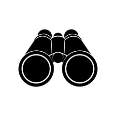 Black binoculars looking up on transparent background silhouette