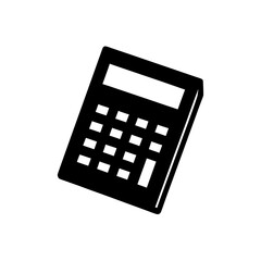 Isolated black calculator on transparent background silhouette