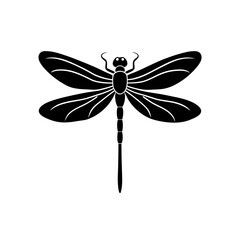 Silhouette of a dragonfly on transparent background