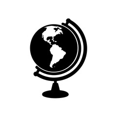 Globe showing the americas on transparent background silhouette