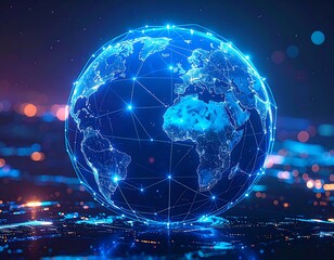 Futuristic digital Earth with a glowing global network of connections