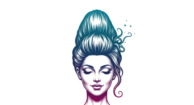 Serene Woman with Classic Beehive Hairstyle.
