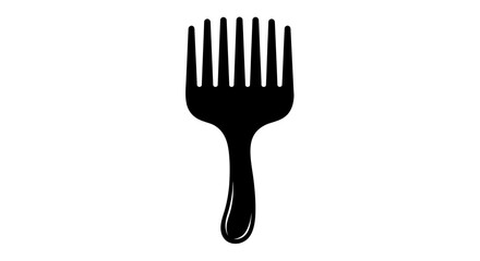 Elegant black fork silhouette on white background for food themes.