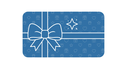 Blue gift card icon with a white line art bow and ribbon.