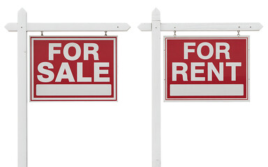 Red For Sale and For Rent Real Estate Signs property