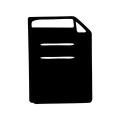 Simple black vector illustration of a document with folded corner design