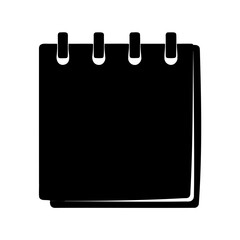 Black silhouette illustration of a tearoff calendar with binder and blank pages