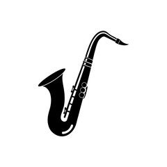 Silhouette of a saxophone on transparent background