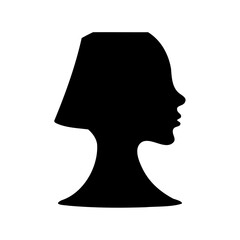 Elegant Black Silhouette of a Woman's Profile Against a White Background