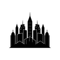 Obraz premium Cityscape silhouette art on transparent background