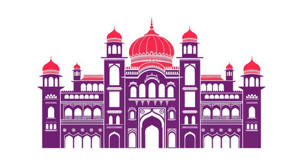 Grand Palace with Red Domes and Purple Walls.