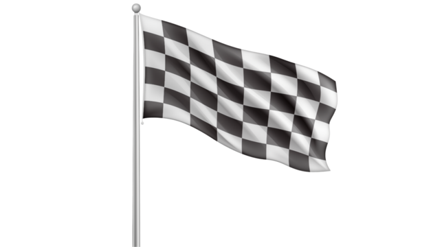 Victory with a checkered flag flapping, perfect for racing, competition, and achievement