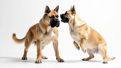 Obraz premium Majestic mastiff, powerful stance, white background, strong, portrait