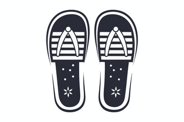 Flip Flops with Floral Detail and White Stripes on a White Background