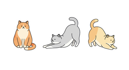 Cartoon Cats in Various Poses.