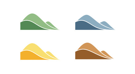 Abstract Wavy Hill and Mountain Landscape Vector Illustration Set.