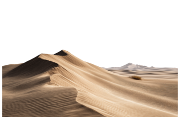 Expansive desert sand dunes with shadows and highlights, isolated on transparent background