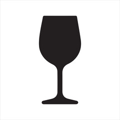 Wine Glass icon silhouette vector with white background