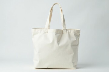 White cotton tote bag, folded handles, clean backdrop , retail, reusable bag, eco-friendly