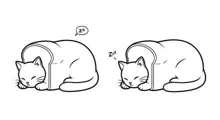 Cute sleeping cats nestled inside slices of bread enjoying a peaceful nap.