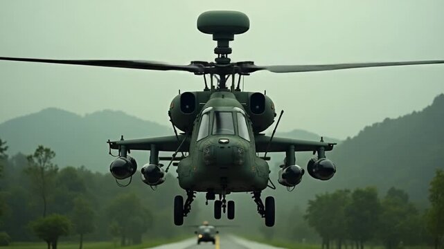 8K Slow Motion United States military helicopter in Vietnam