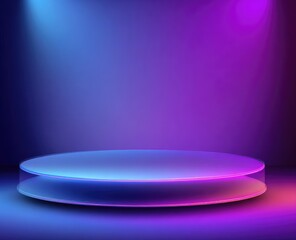 Abstract podium with vibrant neon lighting