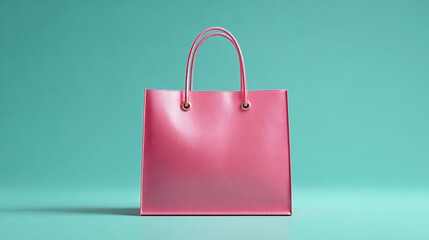 The bold, single pink shopping bag set against a vivid teal hints at a successful purchase, a thoughtful present, or a sustainable choice, reflecting an