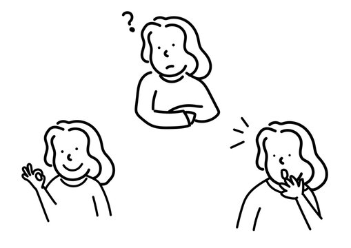 女性の表情アイコンセット