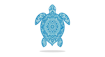 Intricate Blue Mandala Turtle Design.
