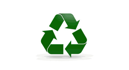 Three dimensional green recycling symbol with arrows.