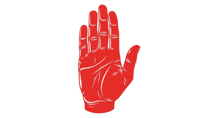 Striking Red Hand Illustration on White Background.