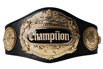 Championship belt, black leather, gold accents
