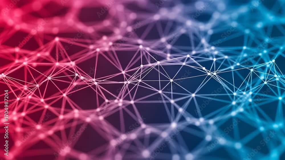 Poster abstract digital network visualization with connecting nodes and lines