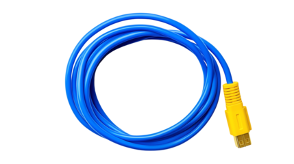 Vibrant blue USB cable with gold connector for modern tech solutions and data transfer needs