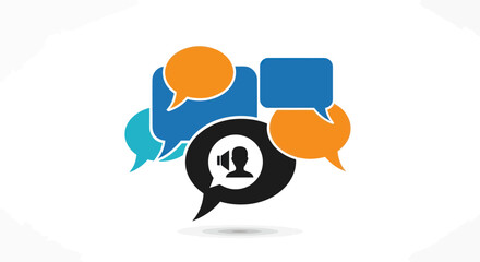 Colorful speech bubbles representing communication and social interaction.