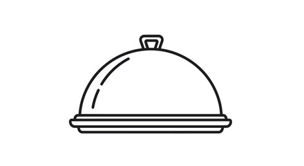 Elegant food cloche serving dome line art illustration.