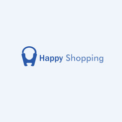 This logo features the words “Happy Shopping” with a creative design in which the letter “H” resembles a shopping cart, creating a friendly, cheerful look that immediately evokes shopping. 