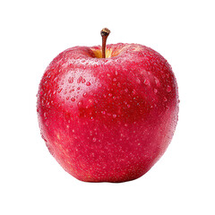 Red Apple with Water Droplets on Transparent Background