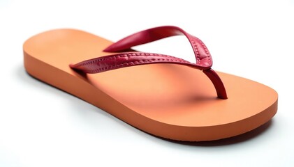 Fototapeta premium Close-up of a solitary flip-flop against pure white , product, isolated