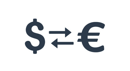 Dollar to Euro Currency Exchange Icon.