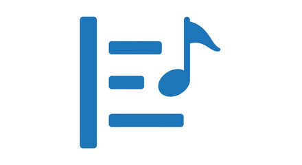 Fototapeta premium Simple blue music playlist icon with eighth note.
