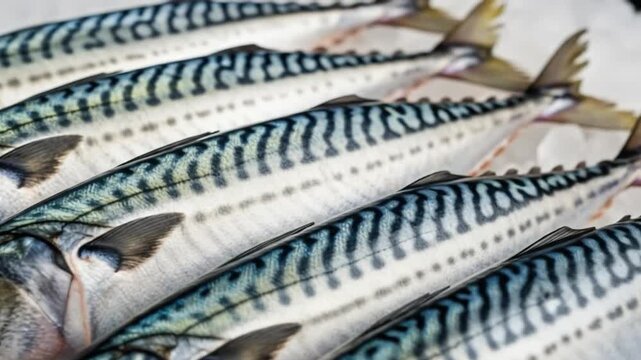 Mackerel row Silver and striped fish