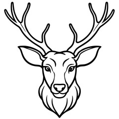 Elegant Deer Antlers Line Art Illustration Vector Design