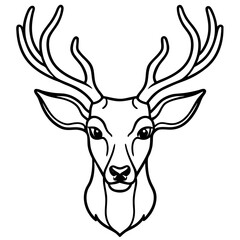 Elegant Deer Antlers Line Art Illustration Vector Design